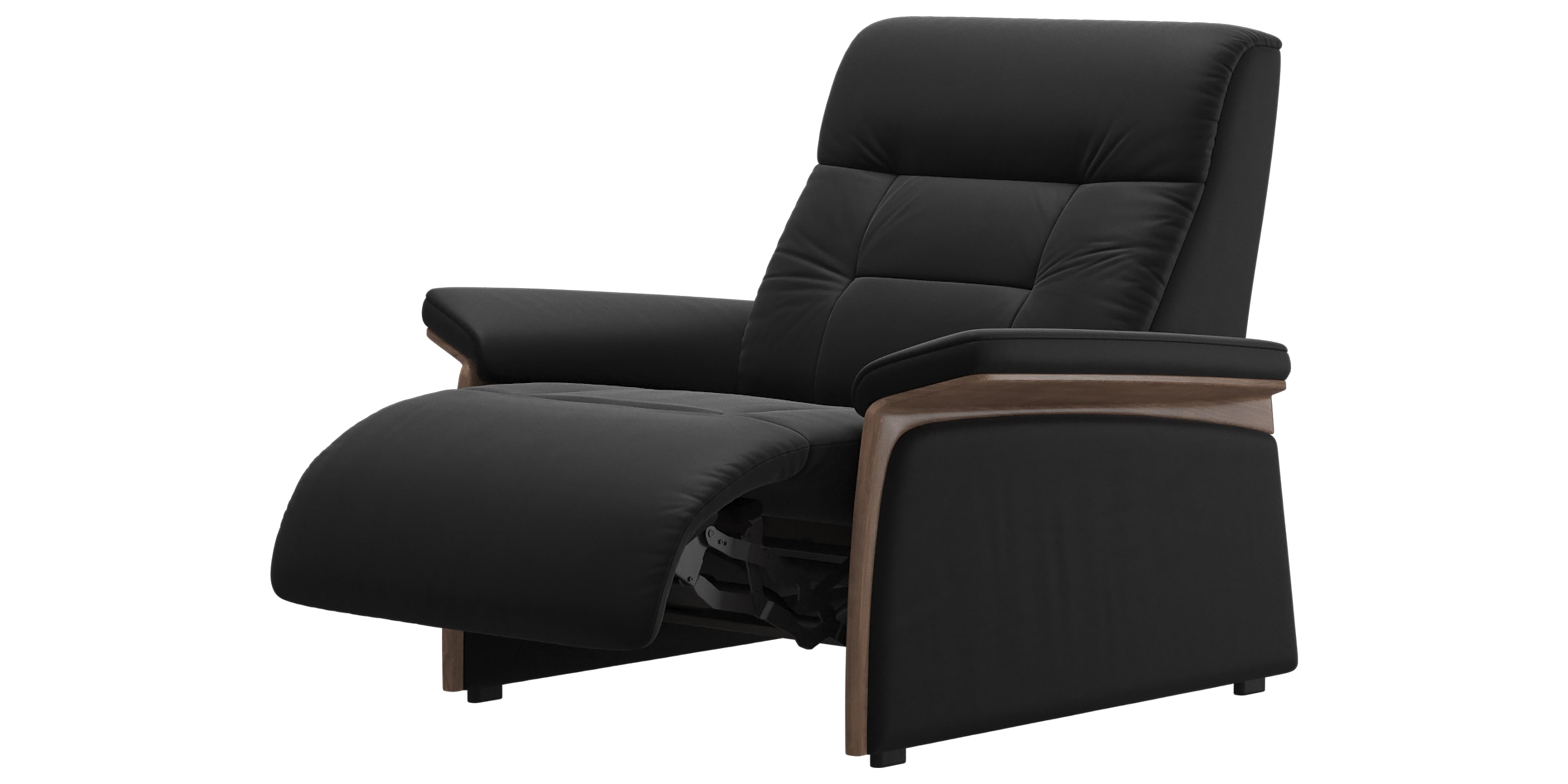 Paloma Leather Black &amp; Walnut Arm Trim | Stressless Mary Chair | Valley Ridge Furniture