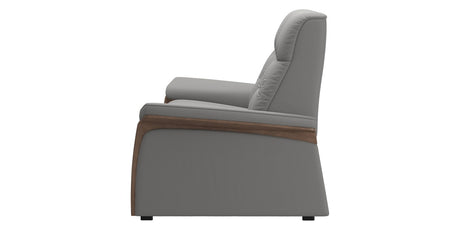 Paloma Leather Silver Grey & Walnut Arm Trim | Stressless Mary 2-Seater Sofa | Valley Ridge Furniture