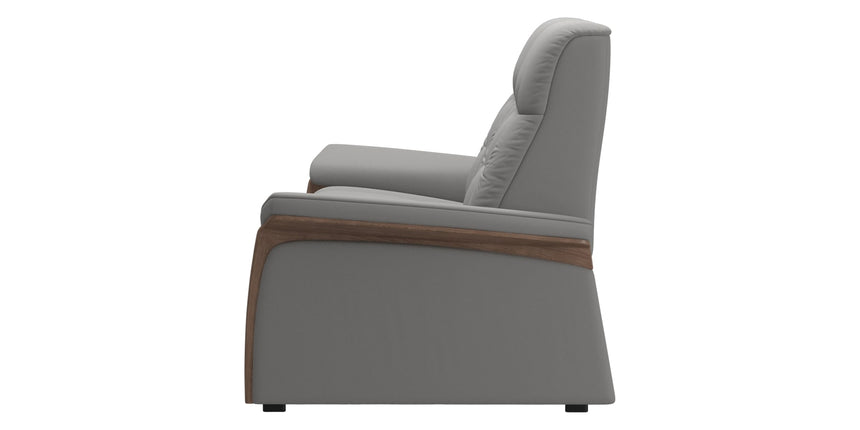 Paloma Leather Silver Grey & Walnut Arm Trim | Stressless Mary 2-Seater Sofa | Valley Ridge Furniture
