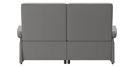 Paloma Leather Silver Grey & Walnut Arm Trim | Stressless Mary 2-Seater Sofa | Valley Ridge Furniture