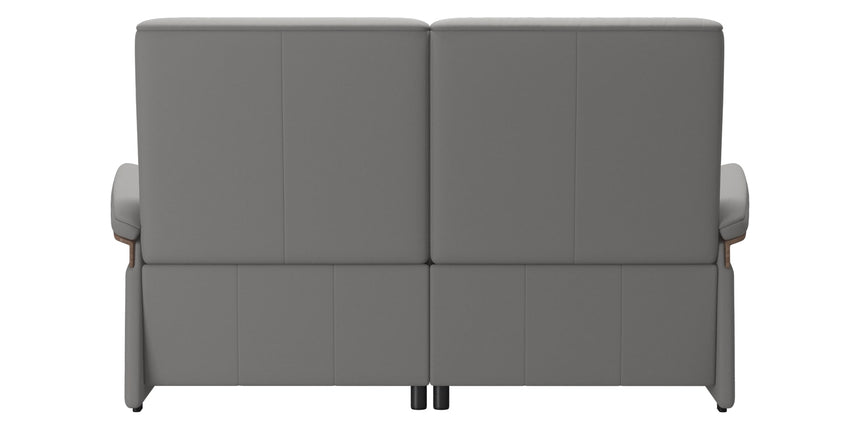 Paloma Leather Silver Grey & Walnut Arm Trim | Stressless Mary 2-Seater Sofa | Valley Ridge Furniture