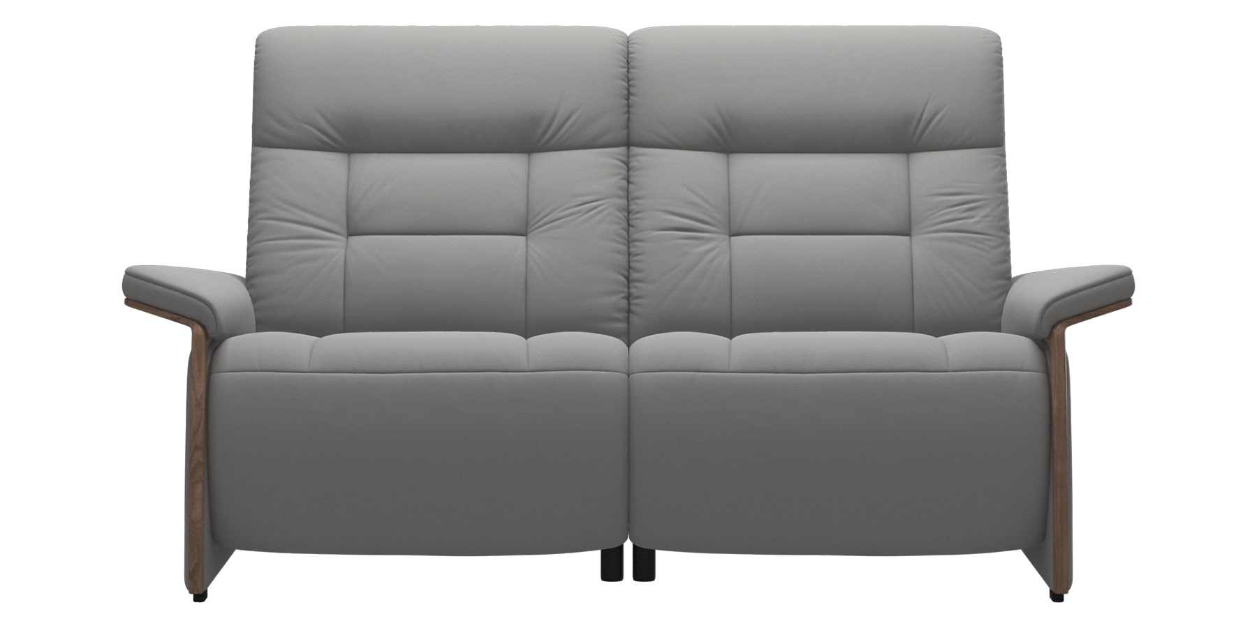 Paloma Leather Silver Grey &amp; Walnut Arm Trim | Stressless Mary 2-Seater Sofa | Valley Ridge Furniture