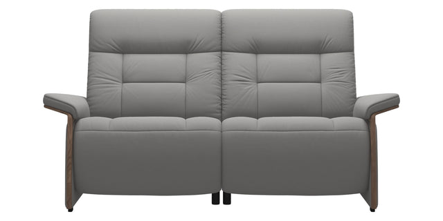 Paloma Leather Silver Grey & Walnut Arm Trim | Stressless Mary 2-Seater Sofa | Valley Ridge Furniture