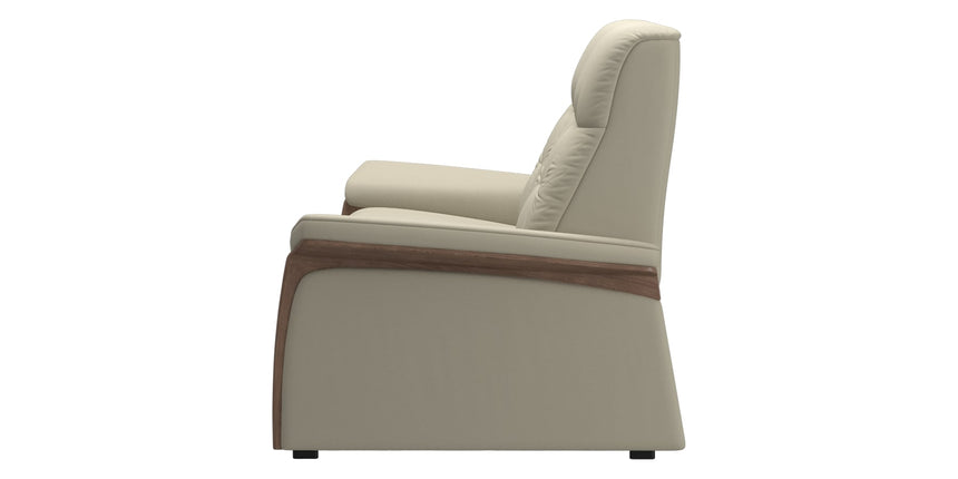 Paloma Leather Light Grey & Walnut Arm Trim | Stressless Mary 2-Seater Sofa | Valley Ridge Furniture