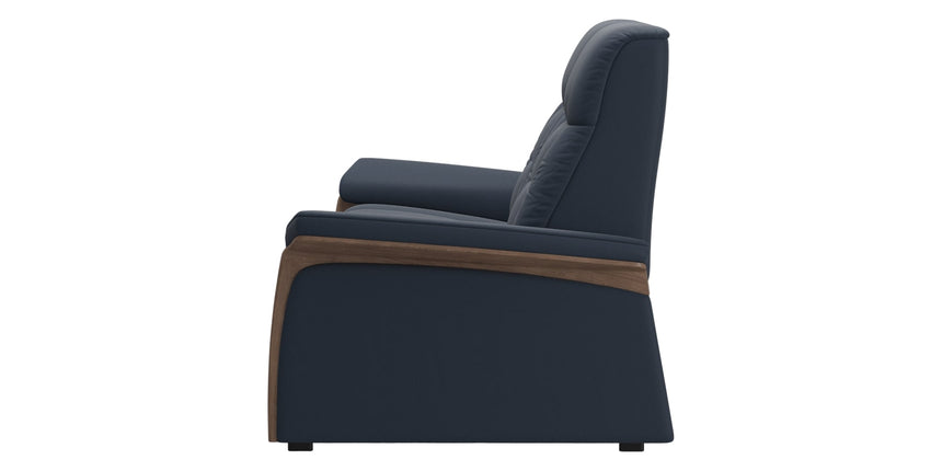 Paloma Leather Oxford Blue & Walnut Arm Trim | Stressless Mary 2-Seater Sofa | Valley Ridge Furniture