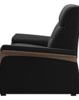 Paloma Leather Black & Walnut Arm Trim | Stressless Mary 2-Seater Sofa | Valley Ridge Furniture