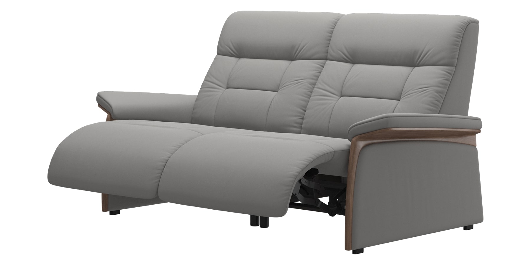 Paloma Leather Silver Grey & Walnut Arm Trim | Stressless Mary 2-Seater Sofa | Valley Ridge Furniture