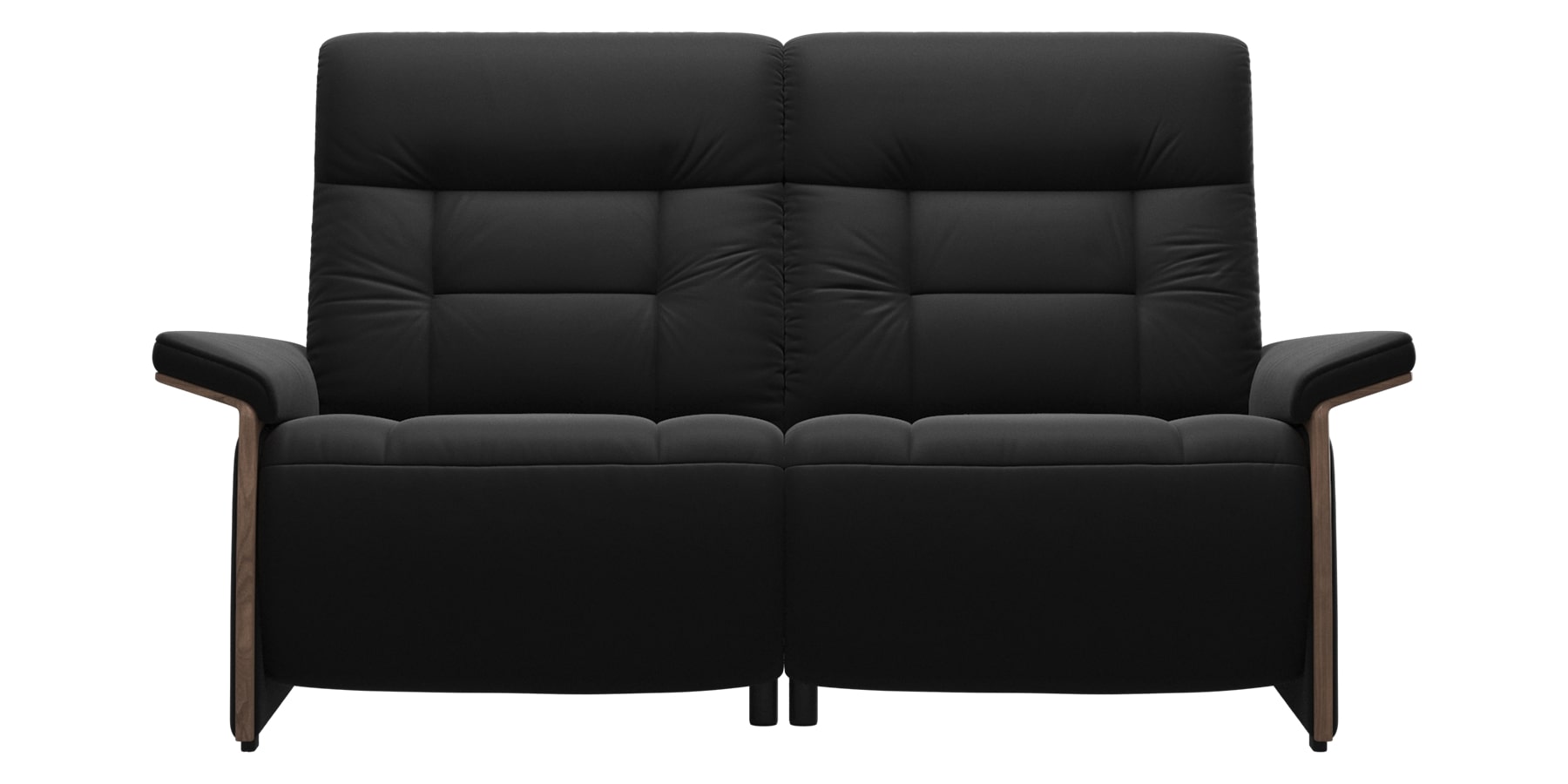 Paloma Leather Black &amp; Walnut Arm Trim | Stressless Mary 2-Seater Sofa | Valley Ridge Furniture