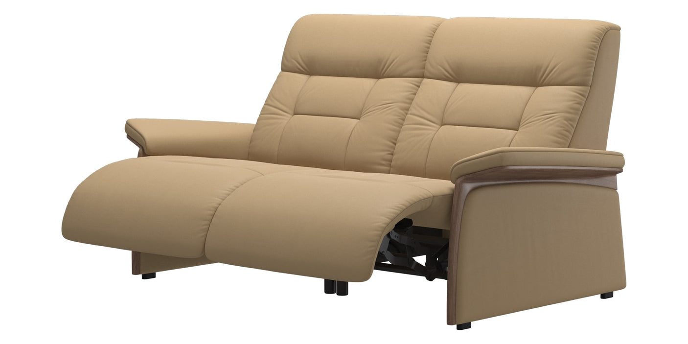 Paloma Leather Sand & Walnut Arm Trim | Stressless Mary 2-Seater Sofa | Valley Ridge Furniture