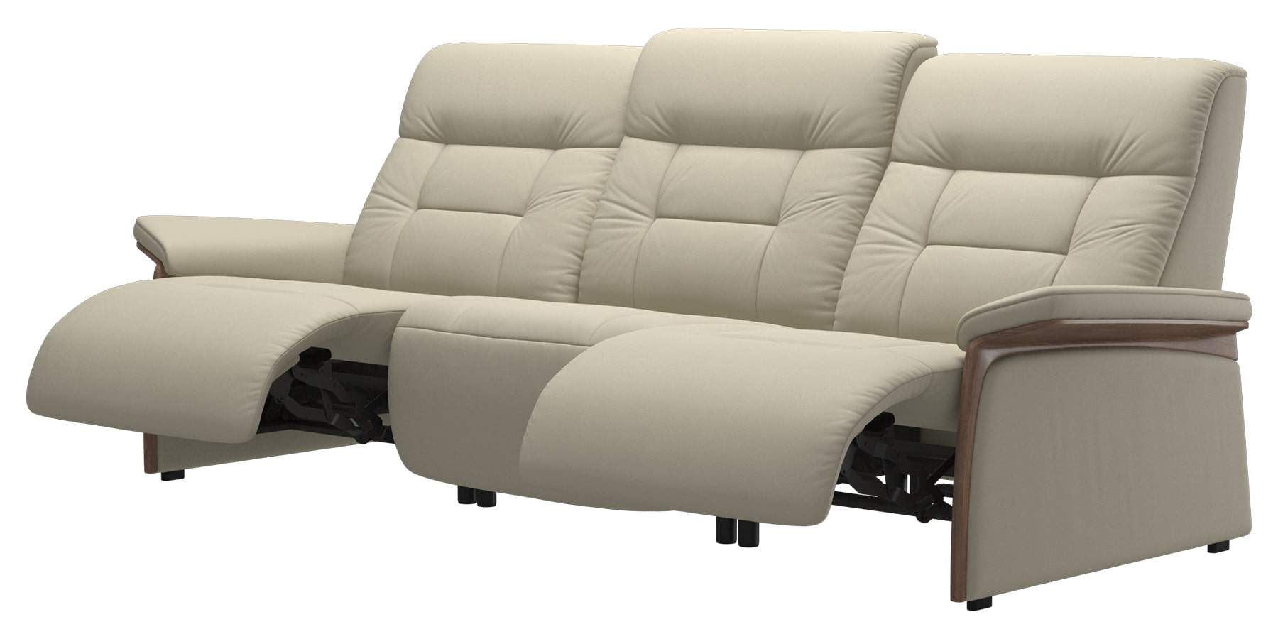 Paloma Leather Light Grey &amp; Walnut Arm Trim | Stressless Mary 3-Seater Sofa | Valley Ridge Furniture