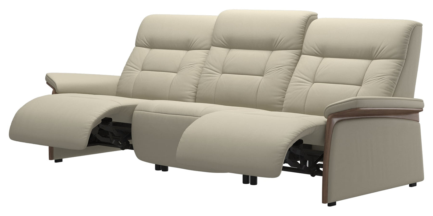 Paloma Leather Light Grey & Walnut Arm Trim | Stressless Mary 3-Seater Sofa | Valley Ridge Furniture