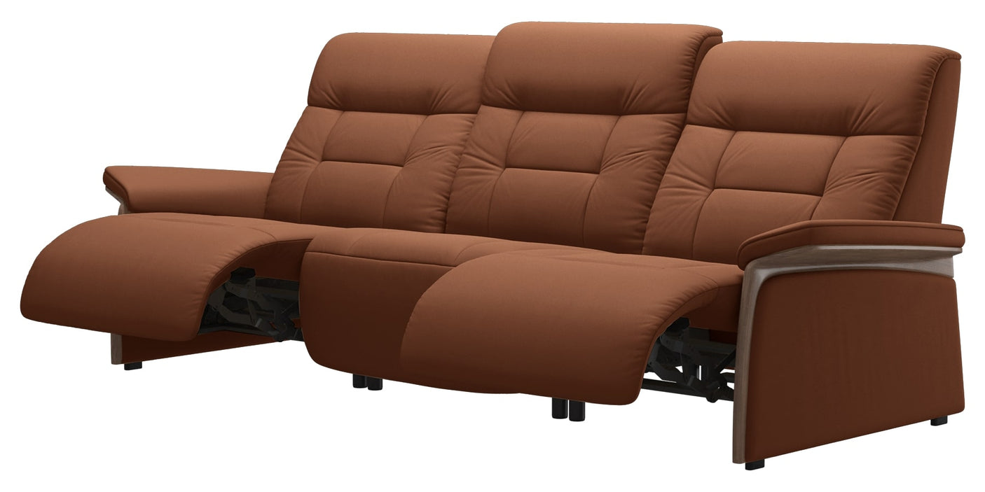 Paloma Leather New Cognac & Walnut Arm Trim | Stressless Mary 3-Seater Sofa | Valley Ridge Furniture