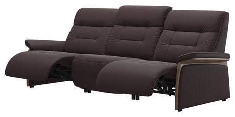 Paloma Leather Chocolate & Walnut Arm Trim | Stressless Mary 3-Seater Sofa | Valley Ridge Furniture