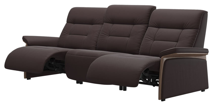 Paloma Leather Chocolate & Walnut Arm Trim | Stressless Mary 3-Seater Sofa | Valley Ridge Furniture