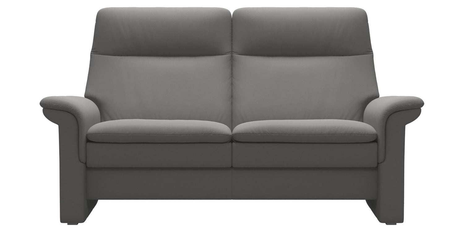 Paloma Leather Silver Grey | Stressless Saga 2-Seater High Back Sofa | Valley Ridge Furniture