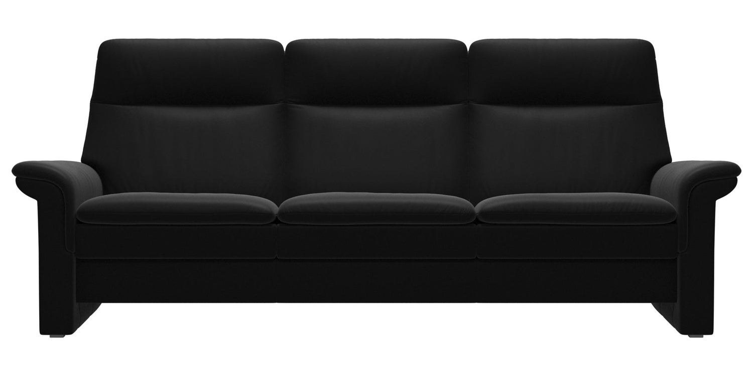 Paloma Leather Black | Stressless Saga 3-Seater High Back Sofa | Valley Ridge Furniture