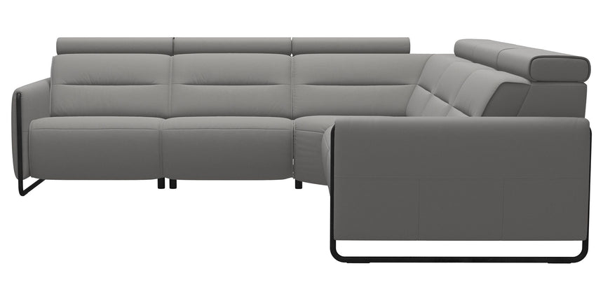 Paloma Leather Silver Grey & Matte Black Arm Trim | Stressless Emily C22 Corner Sofa | Valley Ridge Furniture