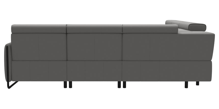 Paloma Leather Silver Grey & Matte Black Arm Trim | Stressless Emily C22 Corner Sofa | Valley Ridge Furniture