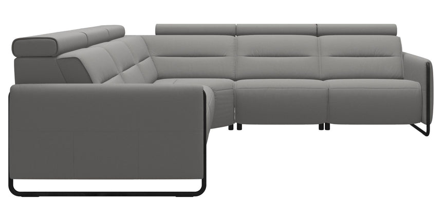 Paloma Leather Silver Grey & Matte Black Arm Trim | Stressless Emily C22 Corner Sofa | Valley Ridge Furniture
