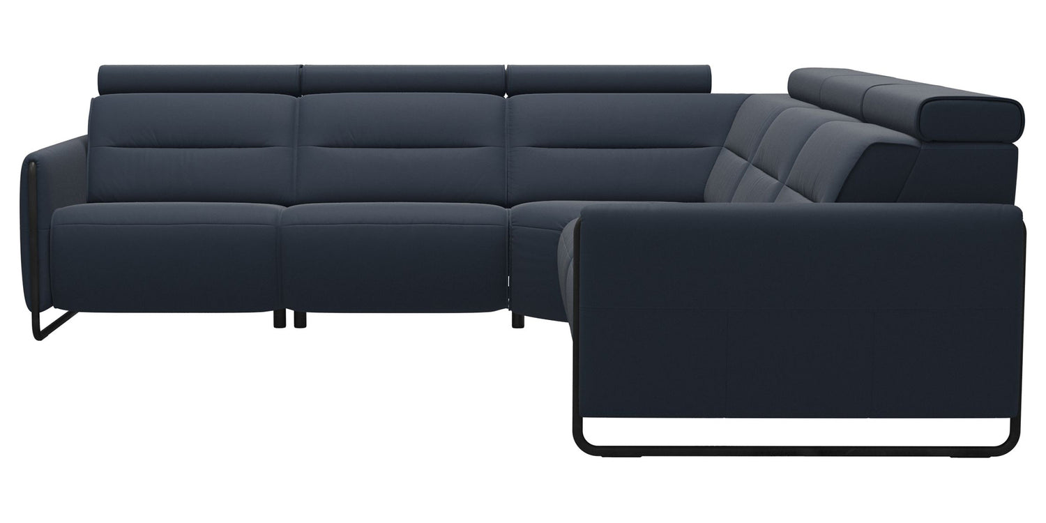 Paloma Leather Oxford Blue & Matte Black Arm Trim | Stressless Emily C22 Corner Sofa | Valley Ridge Furniture