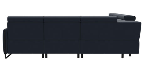 Paloma Leather Oxford Blue & Matte Black Arm Trim | Stressless Emily C22 Corner Sofa | Valley Ridge Furniture