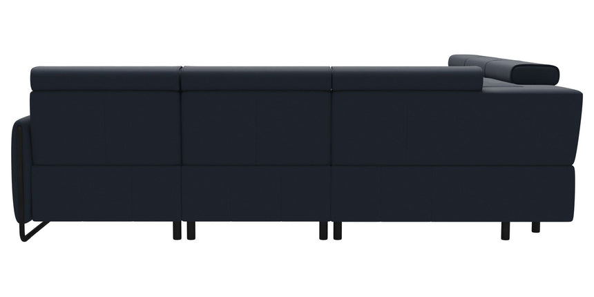 Paloma Leather Oxford Blue & Matte Black Arm Trim | Stressless Emily C22 Corner Sofa | Valley Ridge Furniture