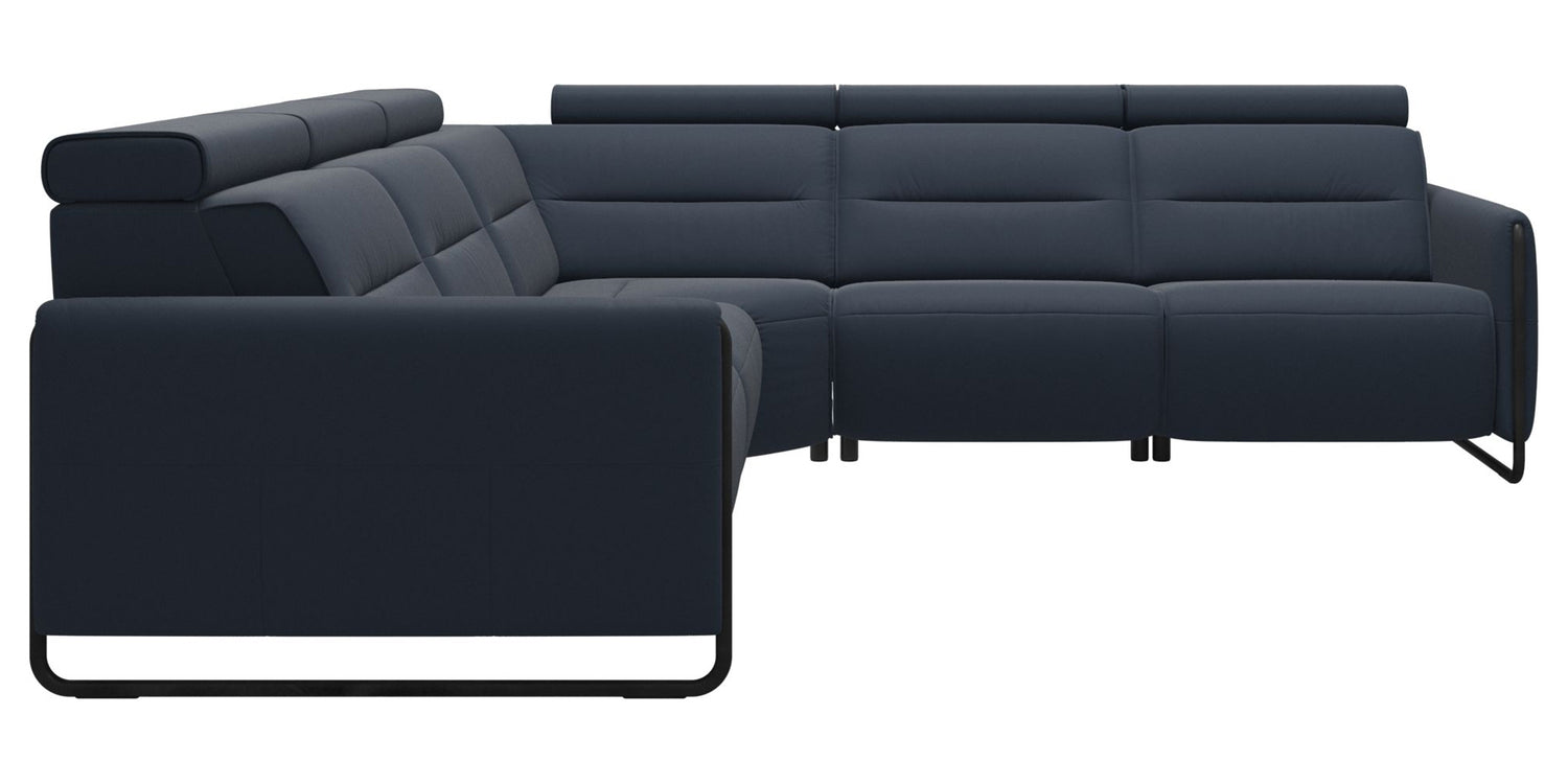 Paloma Leather Oxford Blue & Matte Black Arm Trim | Stressless Emily C22 Corner Sofa | Valley Ridge Furniture