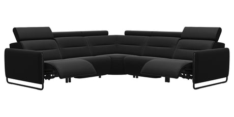 Paloma Leather Black & Matte Black Arm Trim | Stressless Emily C22 Corner Sofa | Valley Ridge Furniture