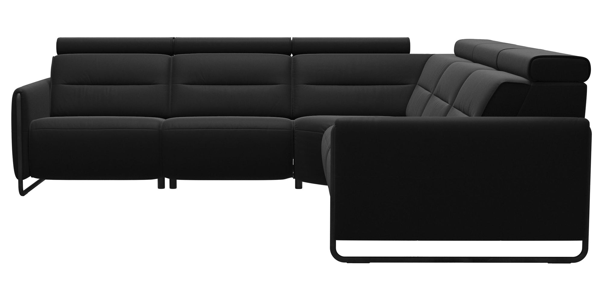 Paloma Leather Black &amp; Matte Black Arm Trim | Stressless Emily C22 Corner Sofa | Valley Ridge Furniture