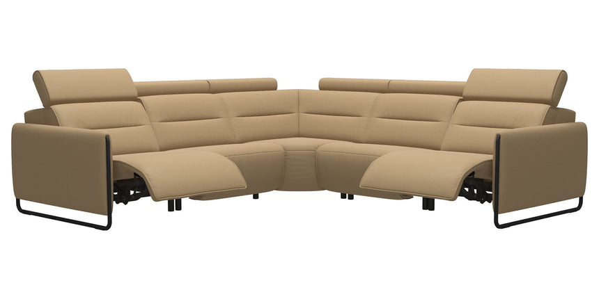 Paloma Leather Sand & Matte Black Arm Trim | Stressless Emily C22 Corner Sofa | Valley Ridge Furniture