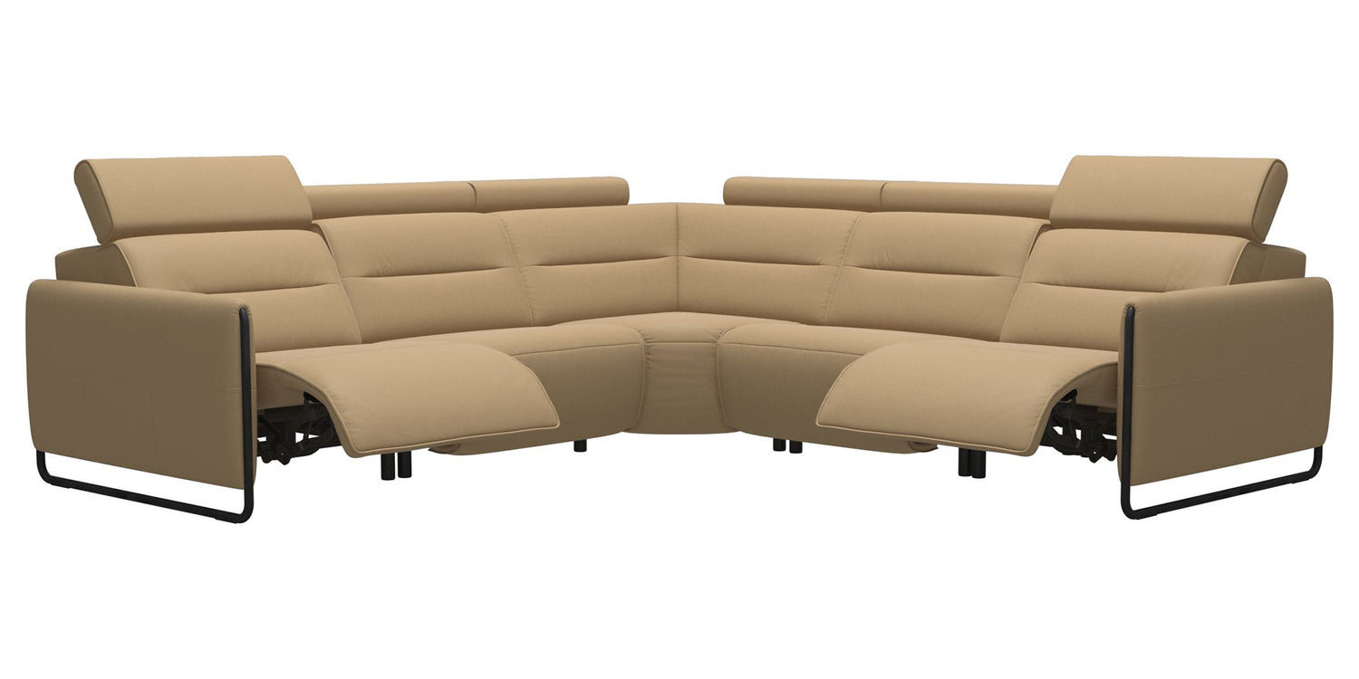 Paloma Leather Sand & Matte Black Arm Trim | Stressless Emily C22 Corner Sofa | Valley Ridge Furniture