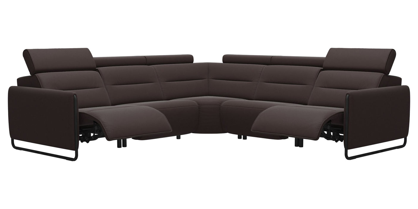 Paloma Leather Chocolate & Matte Black Arm Trim | Stressless Emily C22 Corner Sofa | Valley Ridge Furniture