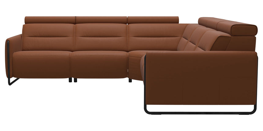 Paloma Leather New Cognac & Matte Black Arm Trim | Stressless Emily C22 Corner Sofa | Valley Ridge Furniture