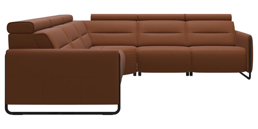 Paloma Leather New Cognac & Matte Black Arm Trim | Stressless Emily C22 Corner Sofa | Valley Ridge Furniture