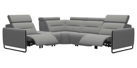 Paloma Leather Silver Grey & Matte Black Arm Trim | Stressless Emily C12 Corner Sofa | Valley Ridge Furniture