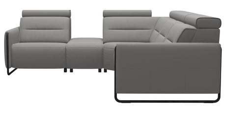Paloma Leather Silver Grey & Matte Black Arm Trim | Stressless Emily C12 Corner Sofa | Valley Ridge Furniture