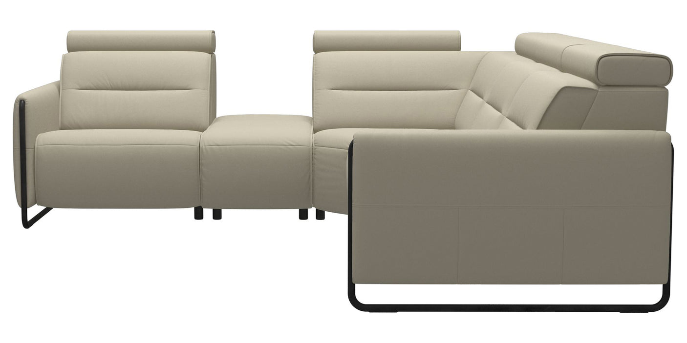 Paloma Leather Light Grey & Matte Black Arm Trim | Stressless Emily C12 Corner Sofa | Valley Ridge Furniture