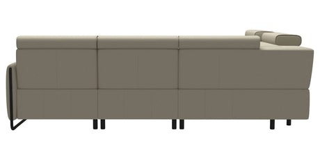 Paloma Leather Light Grey & Matte Black Arm Trim | Stressless Emily C12 Corner Sofa | Valley Ridge Furniture