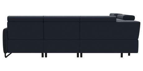 Paloma Leather Oxford Blue & Matte Black Arm Trim | Stressless Emily C12 Corner Sofa | Valley Ridge Furniture