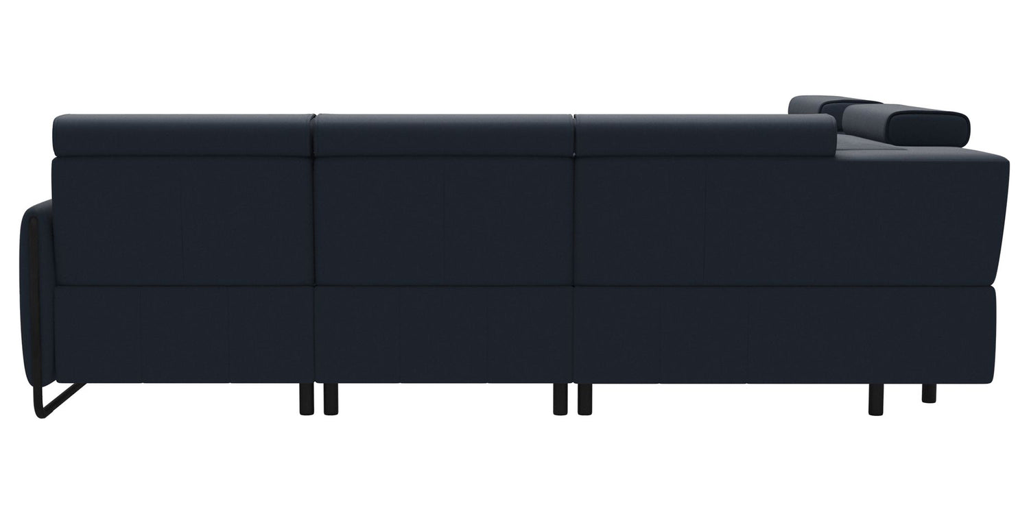 Paloma Leather Oxford Blue & Matte Black Arm Trim | Stressless Emily C12 Corner Sofa | Valley Ridge Furniture
