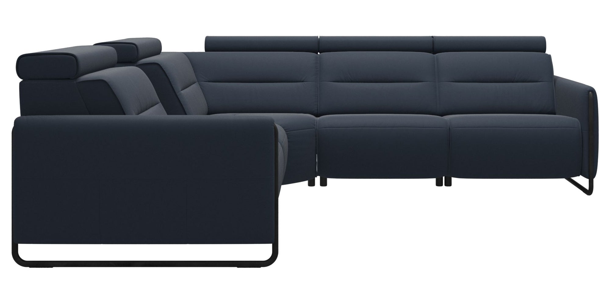 Paloma Leather Oxford Blue &amp; Matte Black Arm Trim | Stressless Emily C12 Corner Sofa | Valley Ridge Furniture