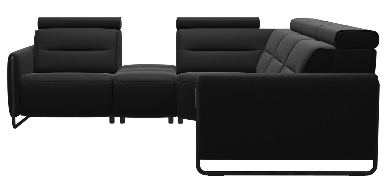 Paloma Leather Black & Matte Black Arm Trim | Stressless Emily C12 Corner Sofa | Valley Ridge Furniture