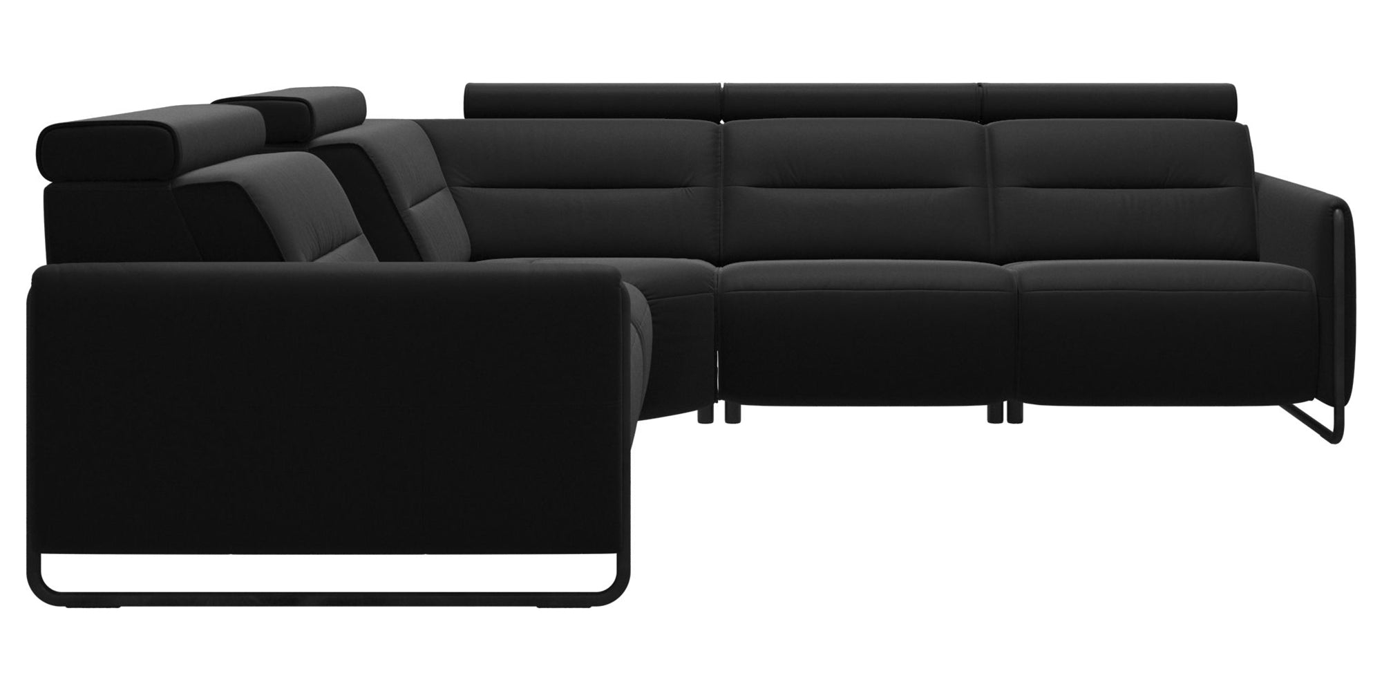 Paloma Leather Black &amp; Matte Black Arm Trim | Stressless Emily C12 Corner Sofa | Valley Ridge Furniture
