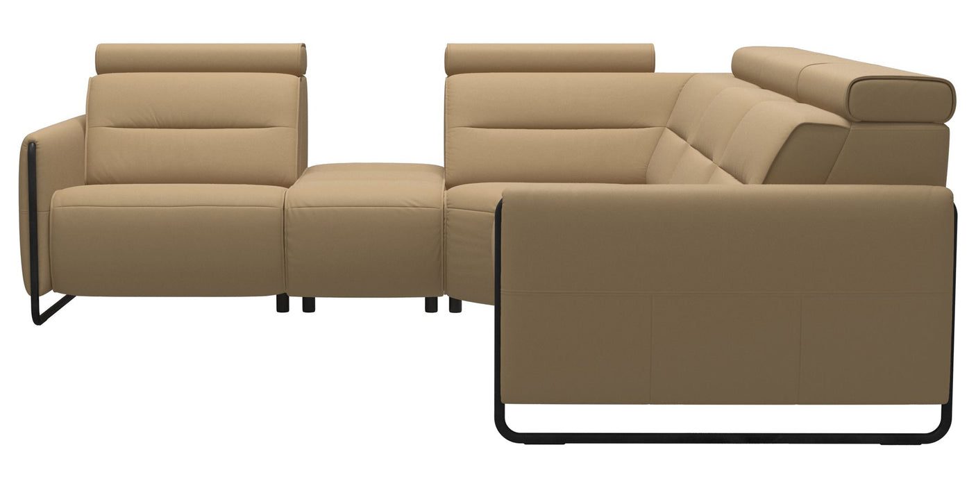 Paloma Leather Sand & Matte Black Arm Trim | Stressless Emily C12 Corner Sofa | Valley Ridge Furniture