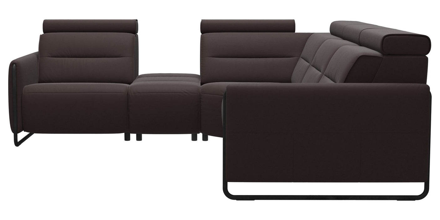Paloma Leather Chocolate & Matte Black Arm Trim | Stressless Emily C12 Corner Sofa | Valley Ridge Furniture