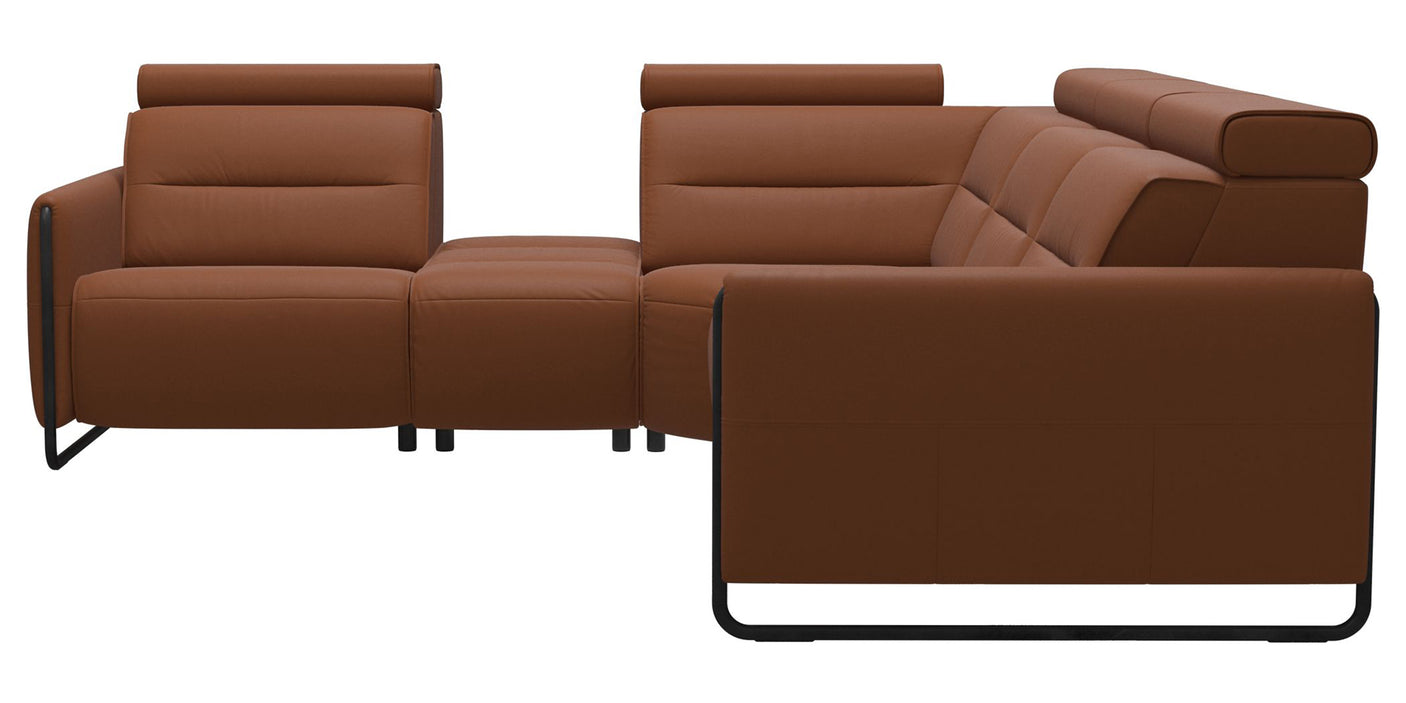 Paloma Leather New Cognac & Matte Black Arm Trim | Stressless Emily C12 Corner Sofa | Valley Ridge Furniture