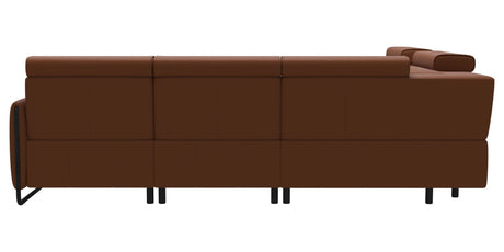 Paloma Leather New Cognac & Matte Black Arm Trim | Stressless Emily C12 Corner Sofa | Valley Ridge Furniture