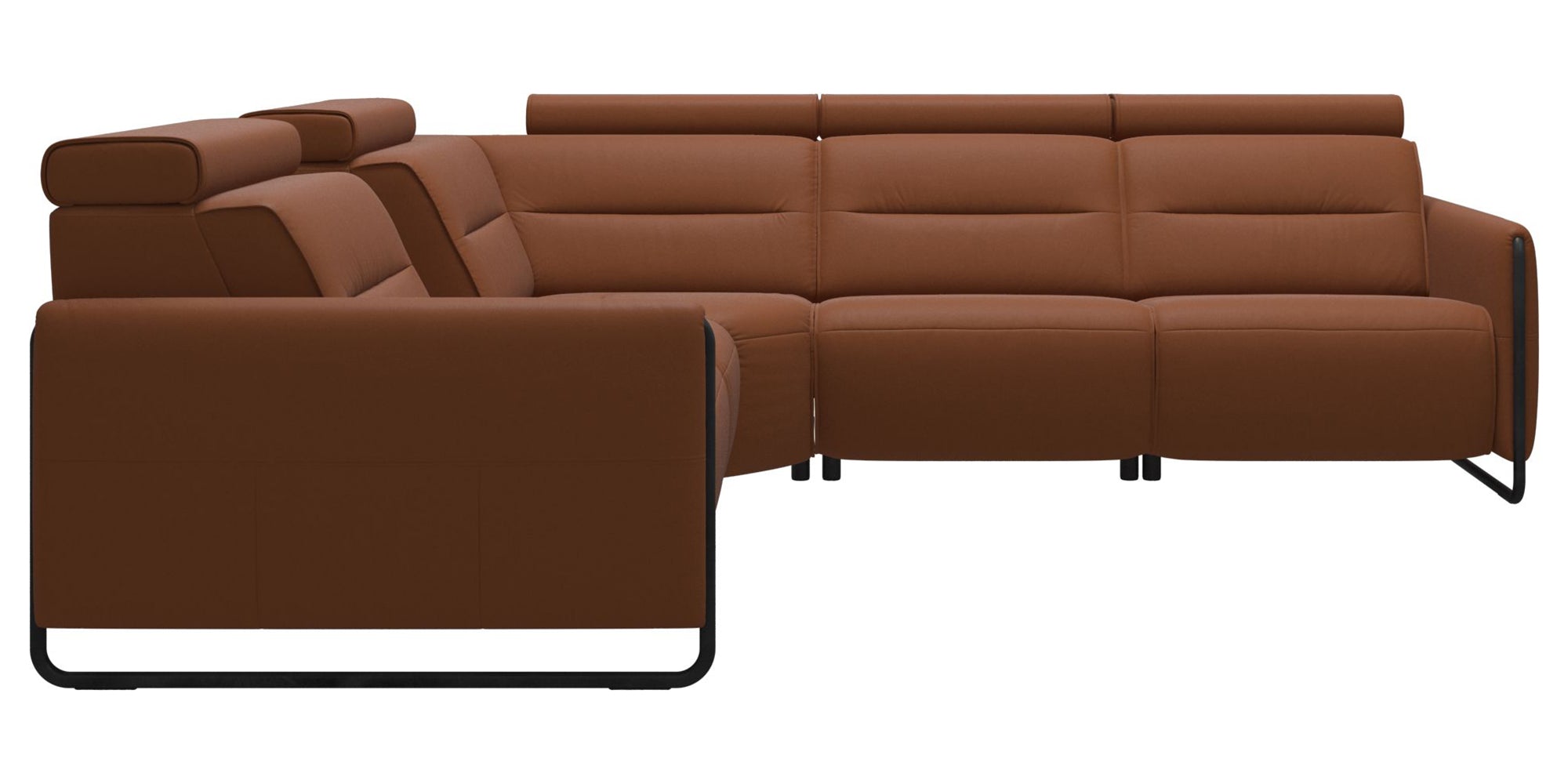 Paloma Leather New Cognac & Matte Black Arm Trim | Stressless Emily C12 Corner Sofa | Valley Ridge Furniture