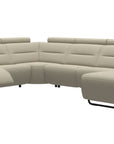Paloma Leather Light Grey & Matte Black Arm Trim | Stressless Emily C22 Corner Sofa with Long Seat | Valley Ridge Furniture