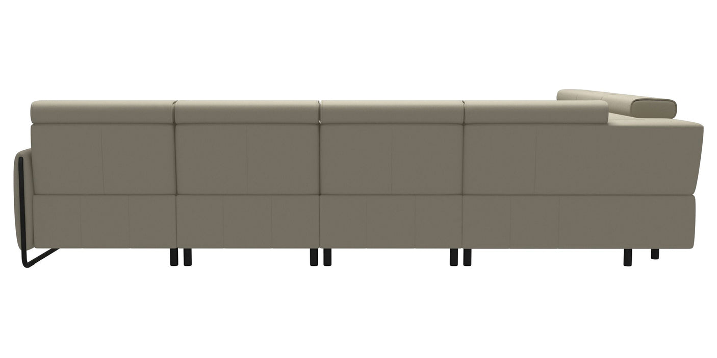 Paloma Leather Light Grey & Matte Black Arm Trim | Stressless Emily C22 Corner Sofa with Long Seat | Valley Ridge Furniture